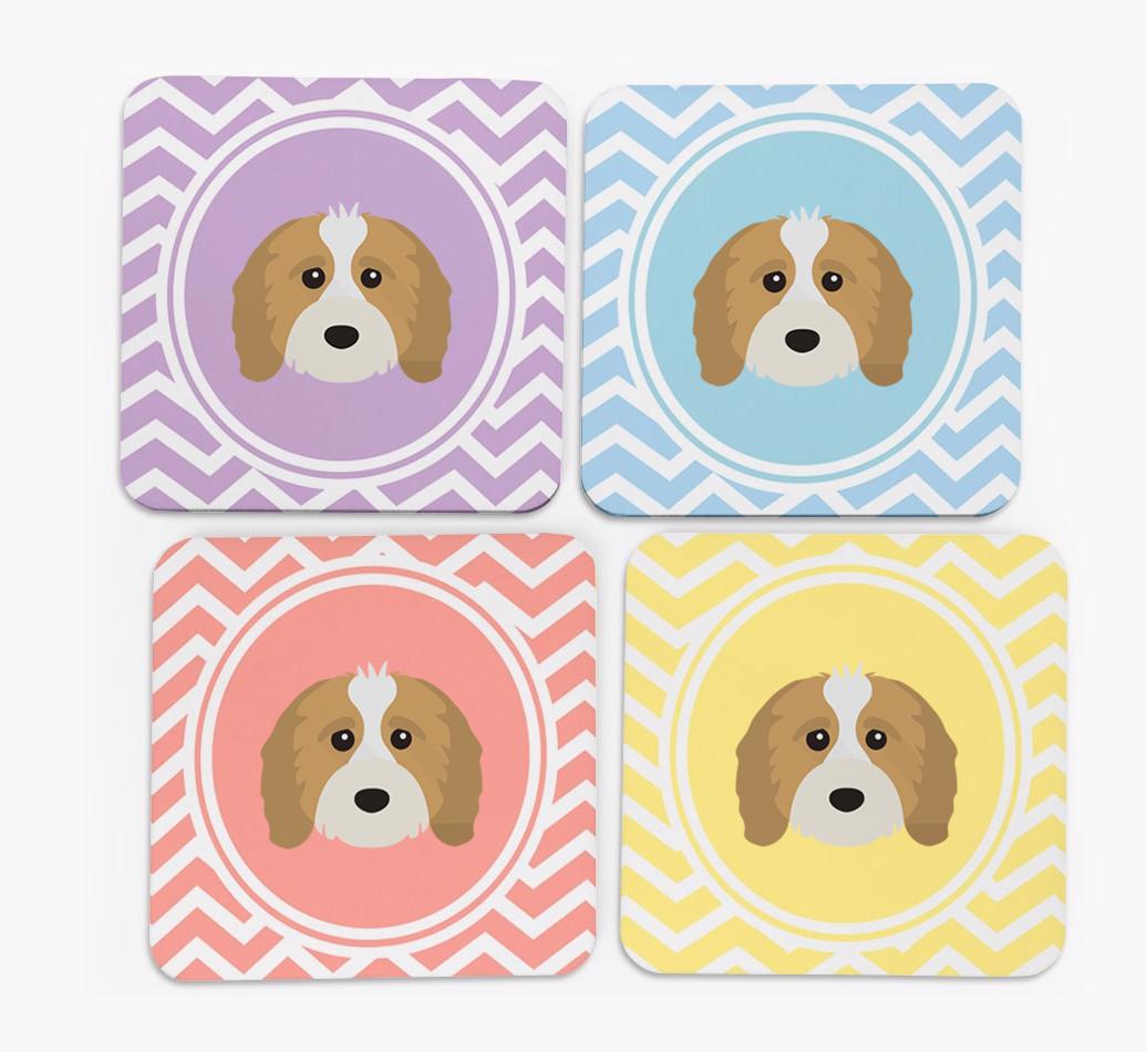 Zig Zag Design with {breedFullName} Icon Coasters - Set of 4