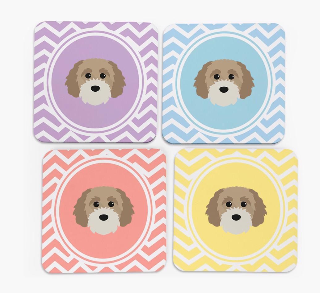 Zig Zag Design with {breedFullName} Icon Coasters - Set of 4