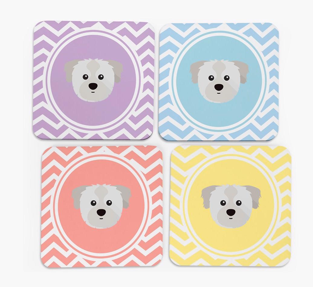 Zig Zag Design with {breedFullName} Icon Coasters - Set of 4