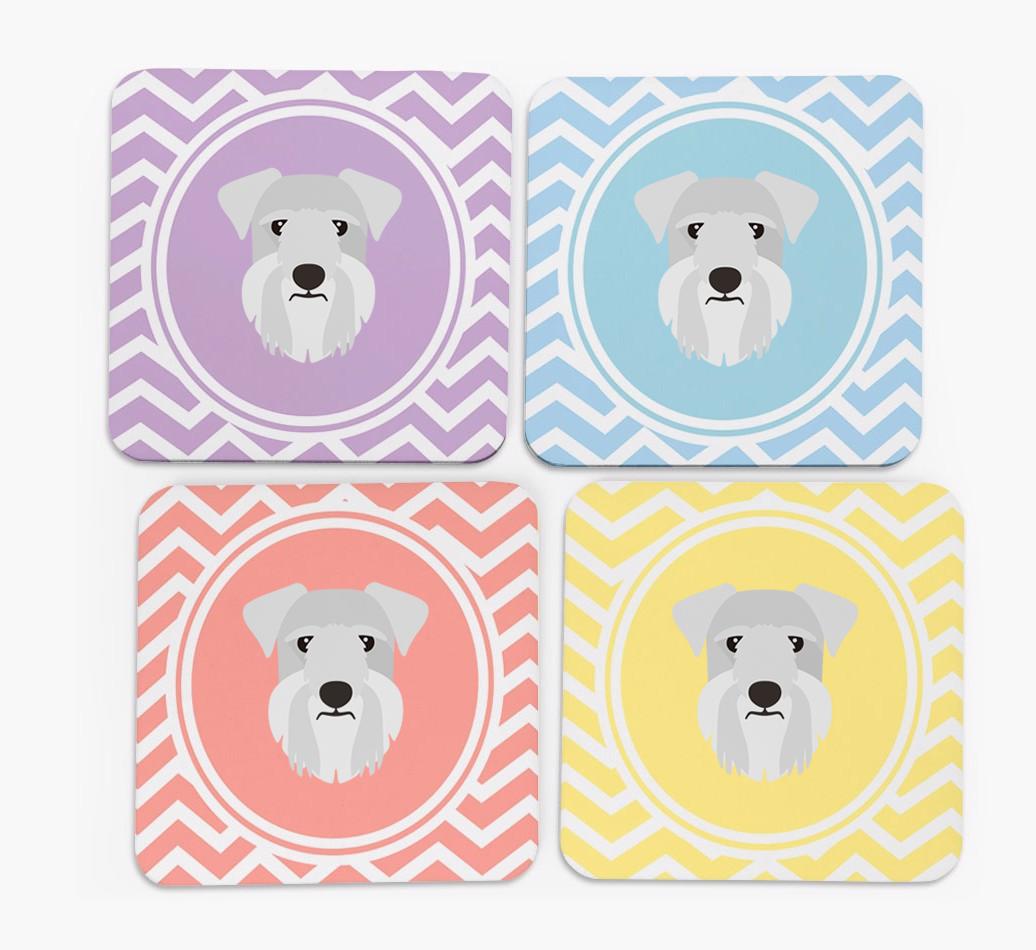 Zig Zag Design with {breedFullName} Icon Coasters - Set of 4