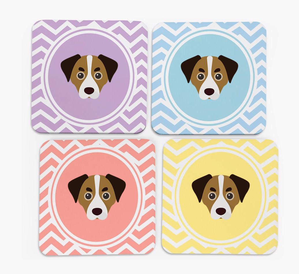 Zig Zag Design with {breedFullName} Icon Coasters - Set of 4