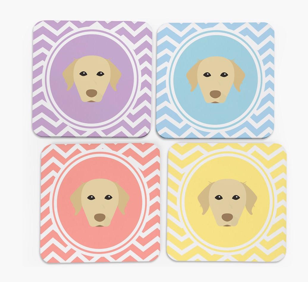 Zig Zag Design with {breedFullName} Icon Coasters - Set of 4