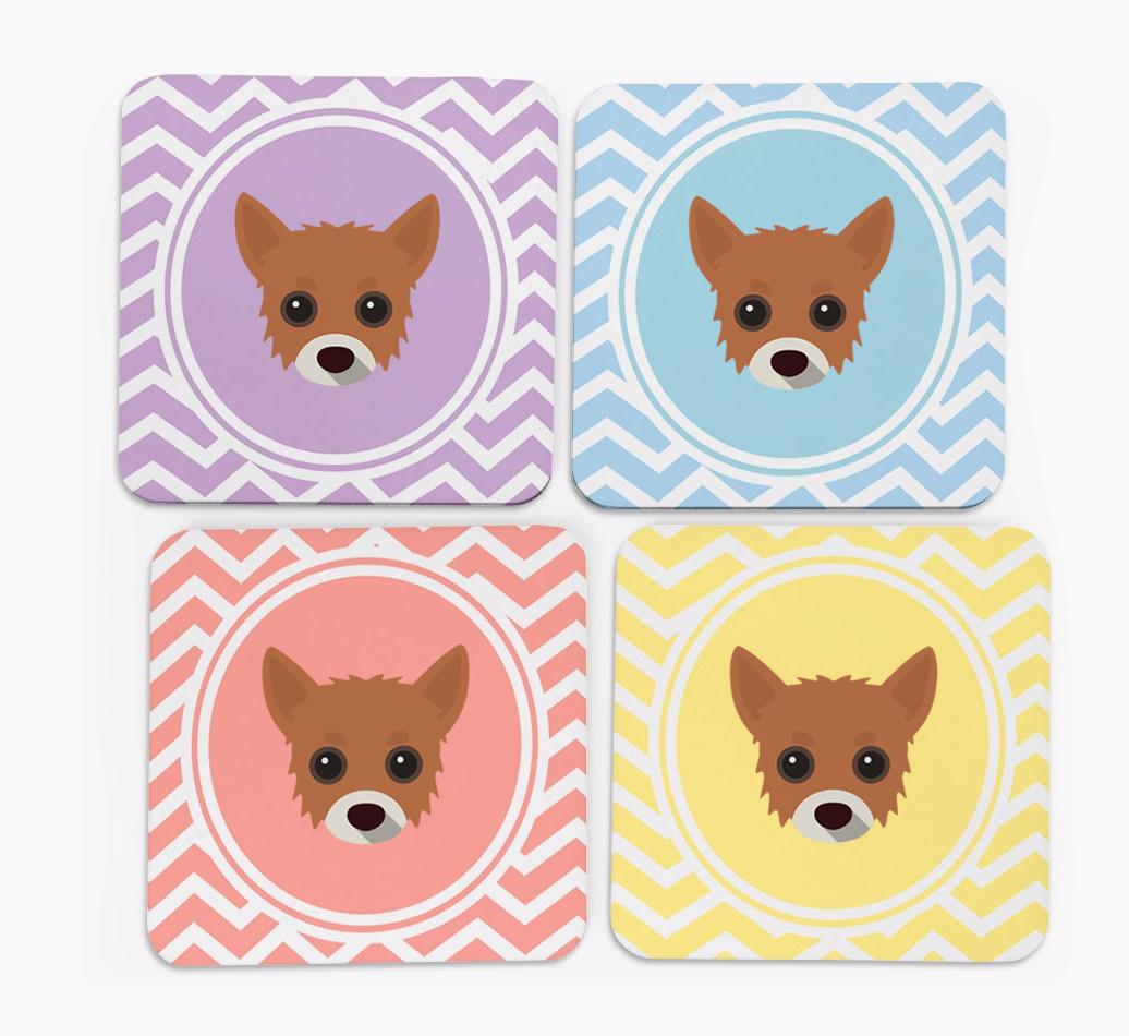 Zig Zag Design with {breedFullName} Icon Coasters - Set of 4
