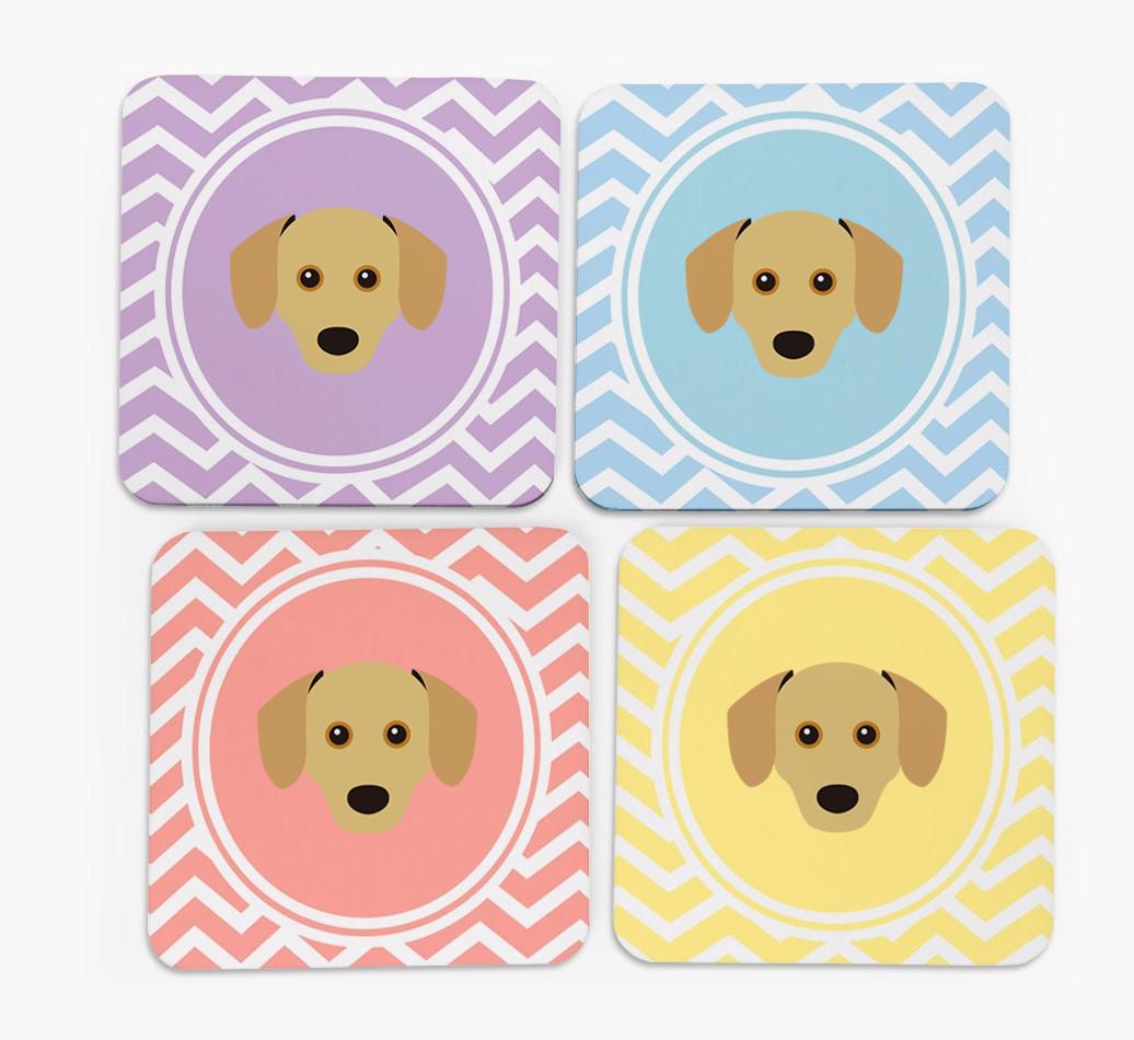 Zig Zag Design with {breedFullName} Icon Coasters - Set of 4
