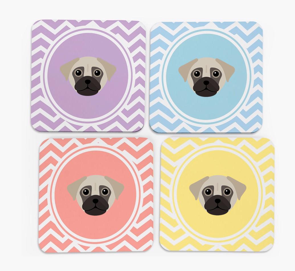 Zig Zag Design with {breedFullName} Icon Coasters - Set of 4