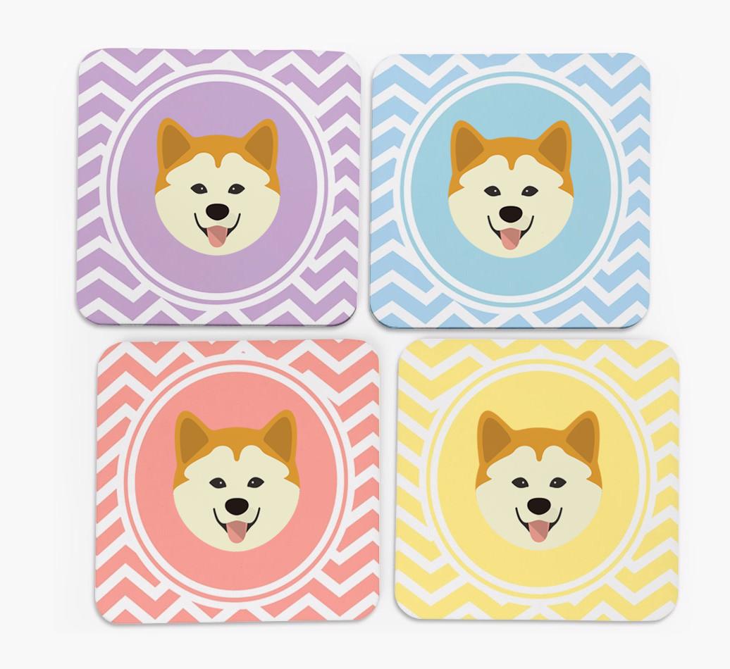 Zig Zag Design with {breedFullName} Icon Coasters - Set of 4