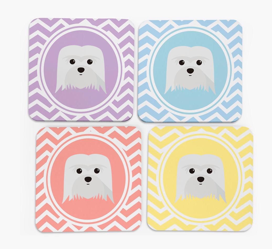 Zig Zag Design with {breedFullName} Icon Coasters - Set of 4