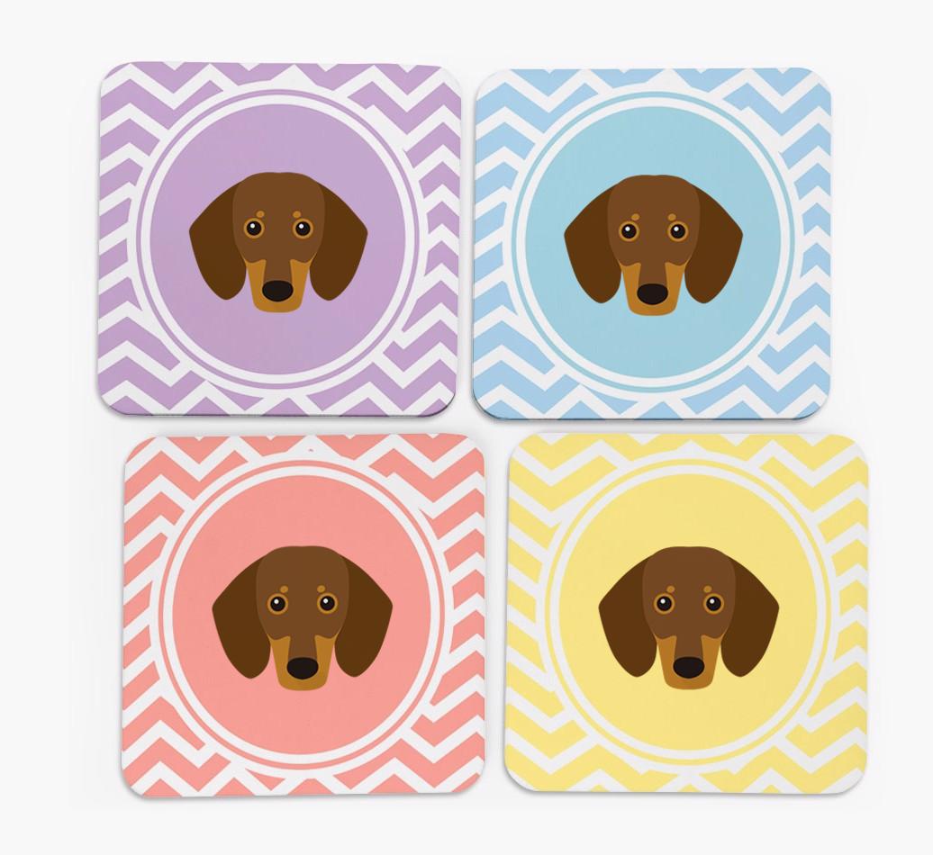 Zig Zag Design with {breedFullName} Icon Coasters - Set of 4