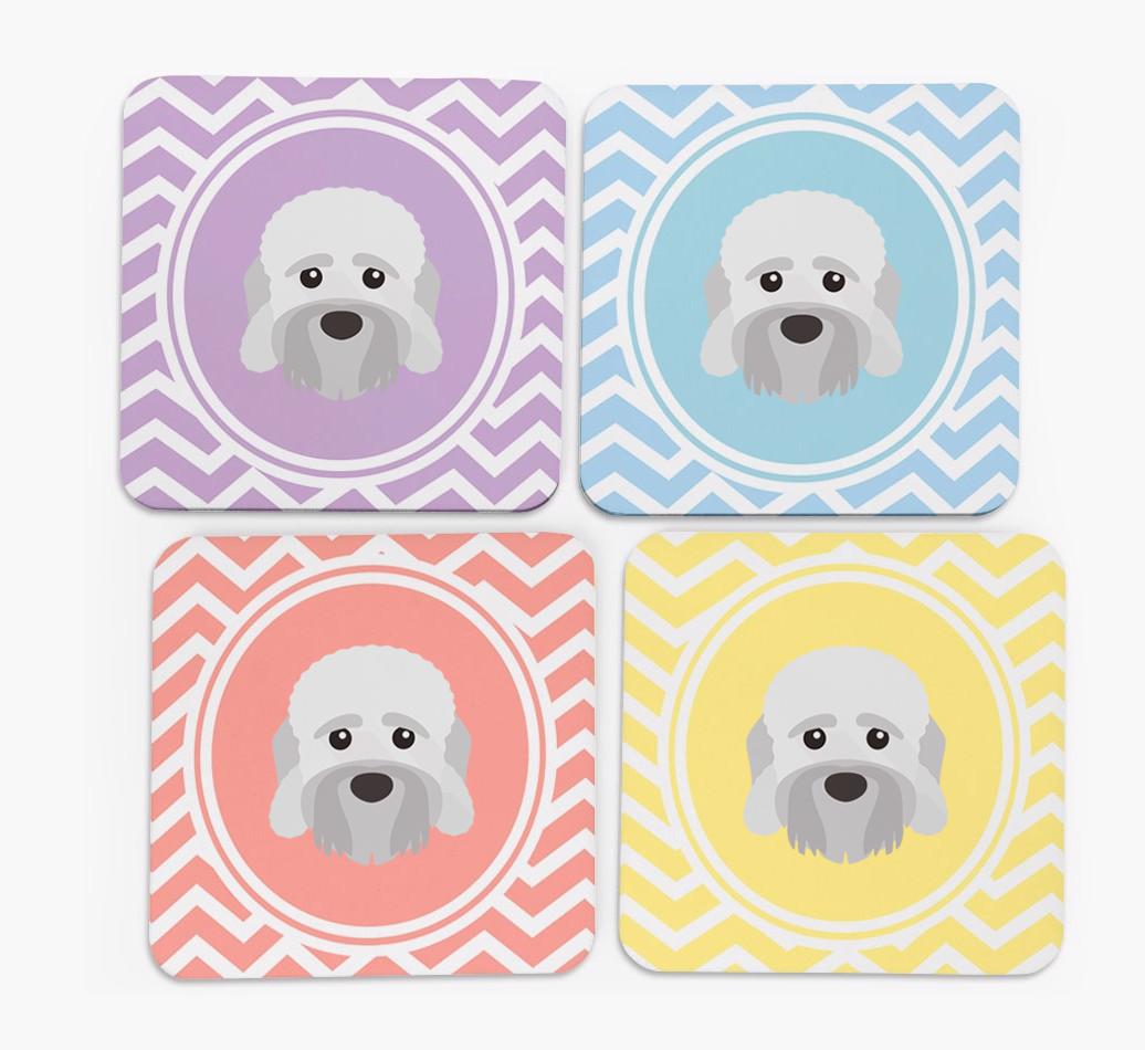 Zig Zag Design with {breedFullName} Icon Coasters - Set of 4