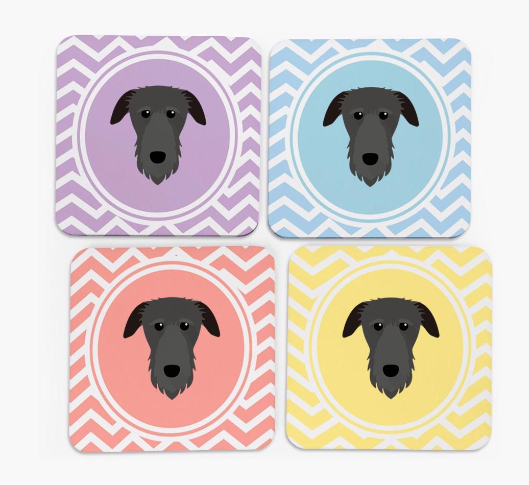 Zig Zag Design with {breedFullName} Icon Coasters - Set of 4