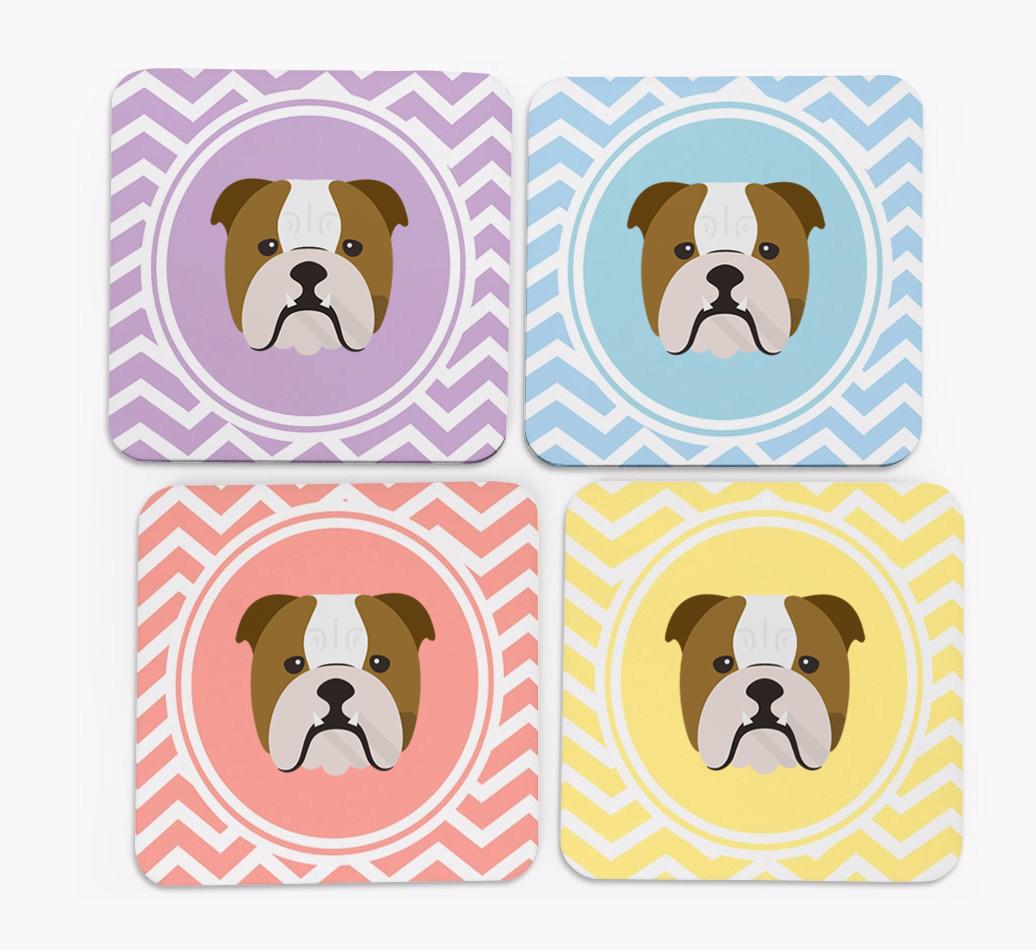 Zig Zag Design with {breedFullName} Icon Coasters - Set of 4