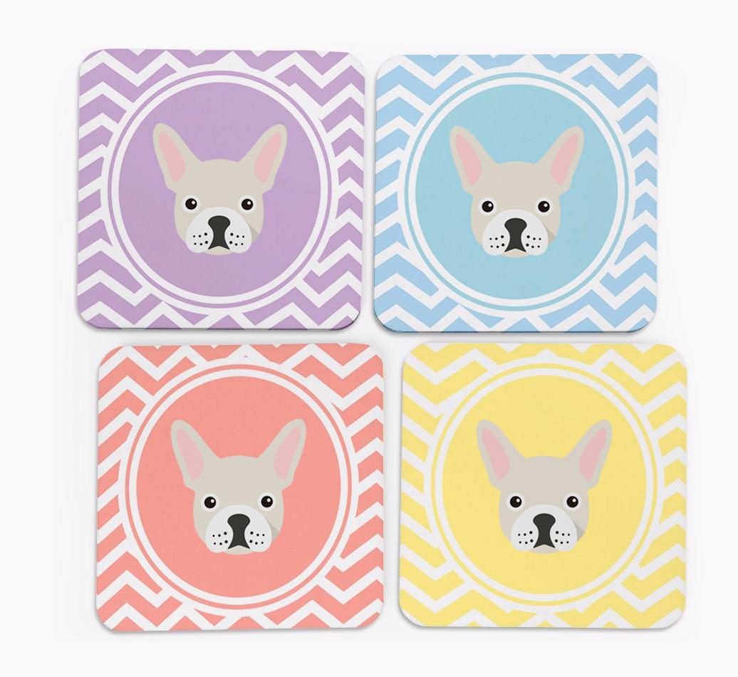 Zig Zag Design with {breedFullName} Icon Coasters - Set of 4