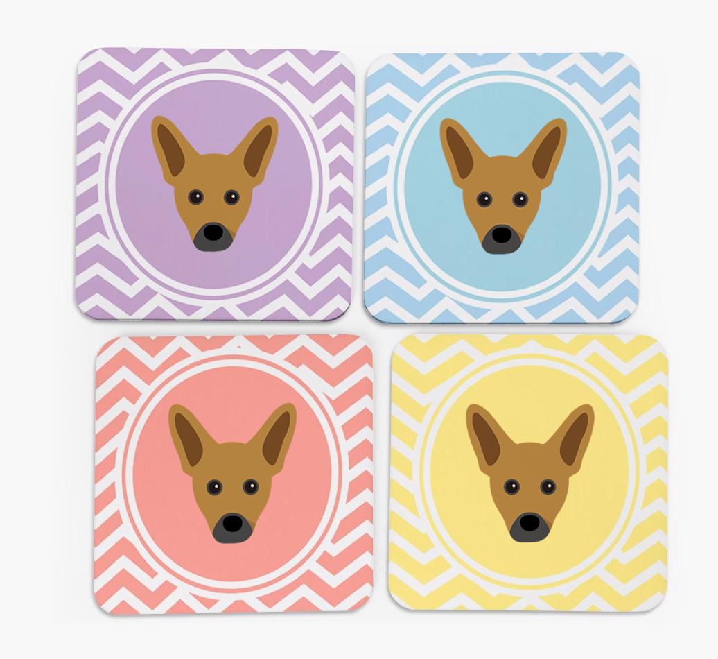 Zig Zag Design with {breedFullName} Icon Coasters - Set of 4