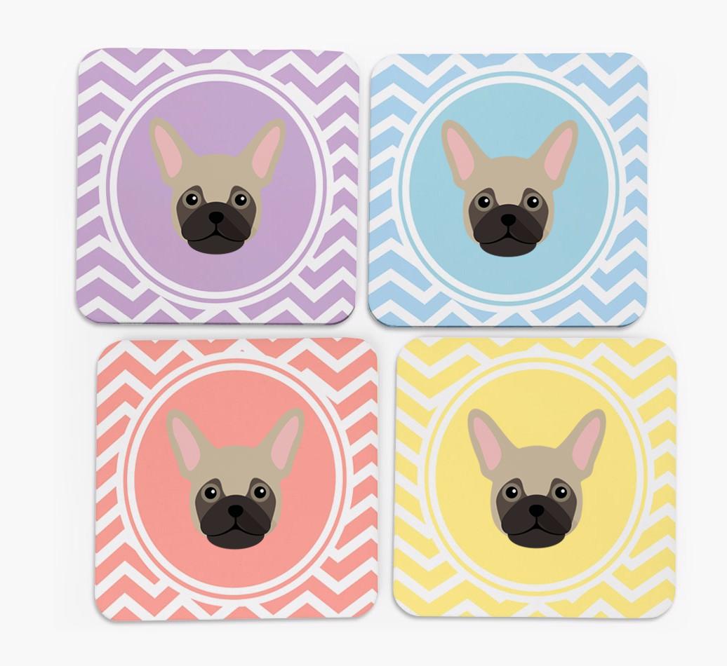 Zig Zag Design with {breedFullName} Icon Coasters - Set of 4