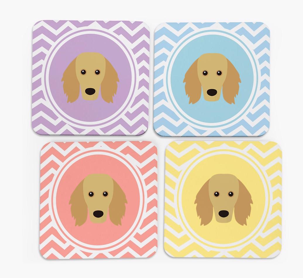 Zig Zag Design with {breedFullName} Icon Coasters - Set of 4