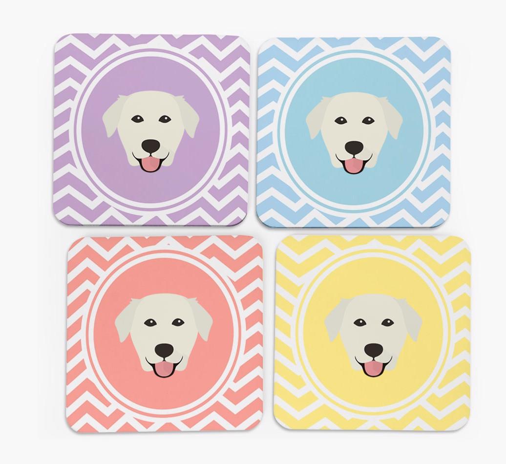 Zig Zag Design with {breedFullName} Icon Coasters - Set of 4