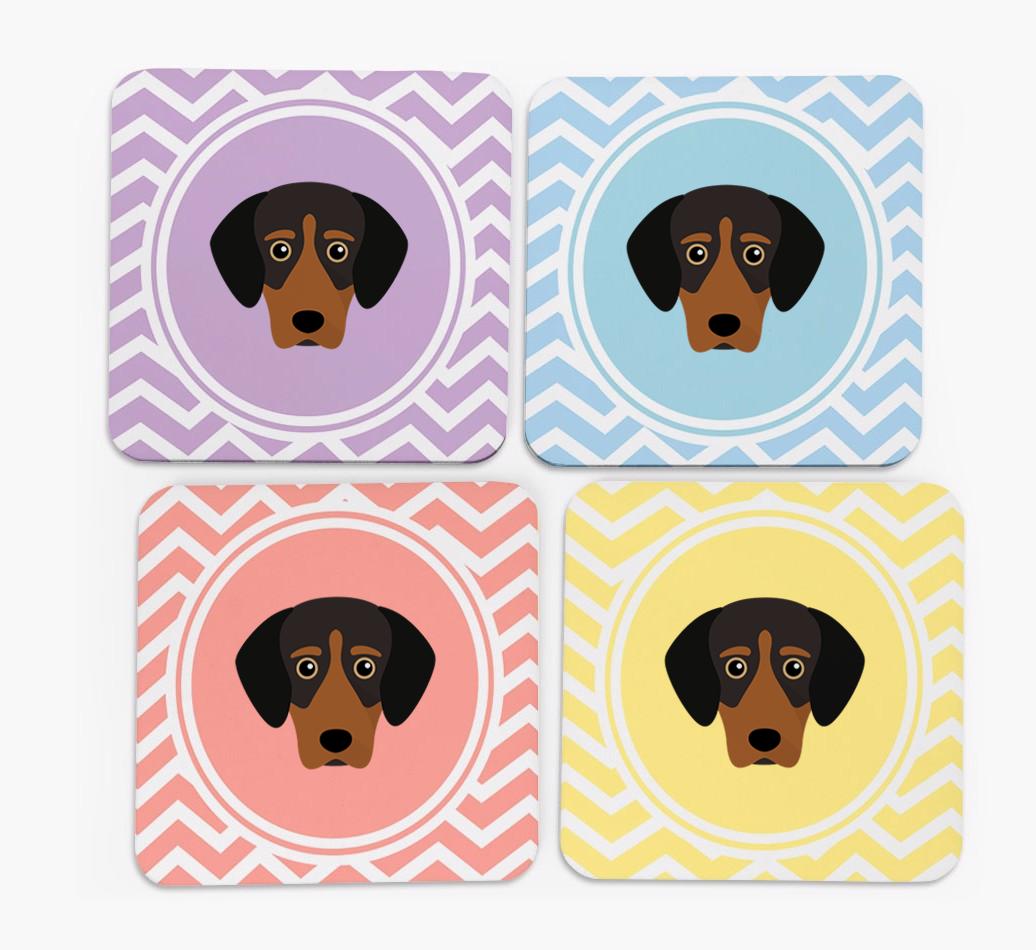 Zig Zag Design with {breedFullName} Icon Coasters - Set of 4