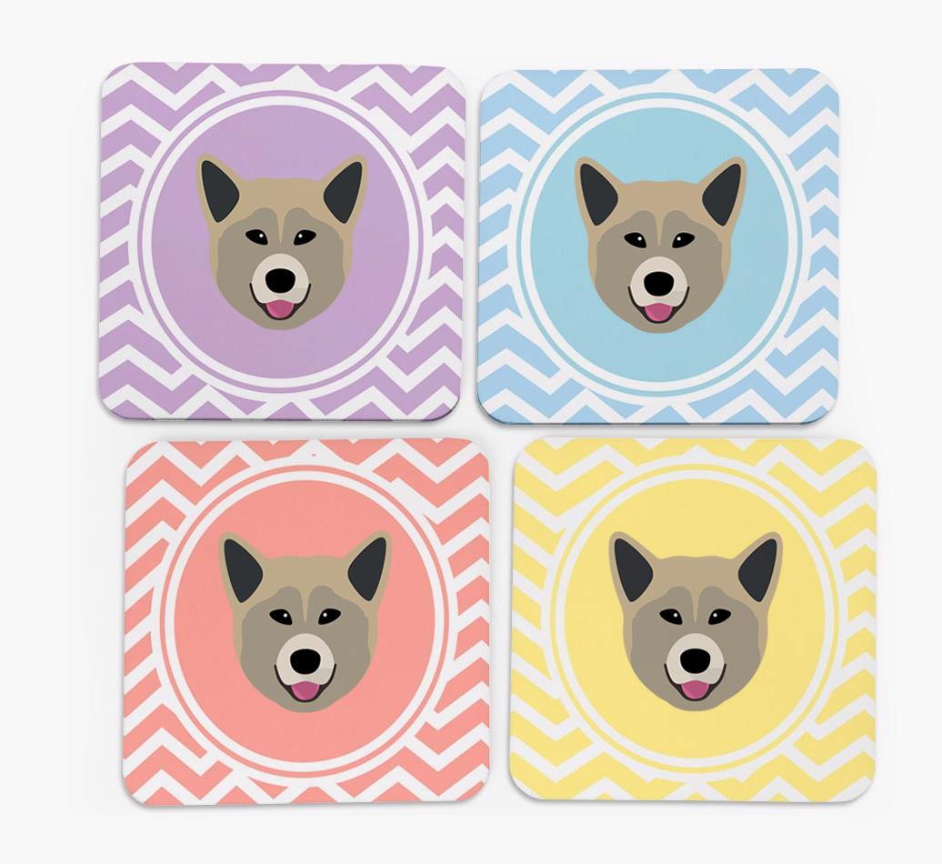 Zig Zag Design with {breedFullName} Icon Coasters - Set of 4