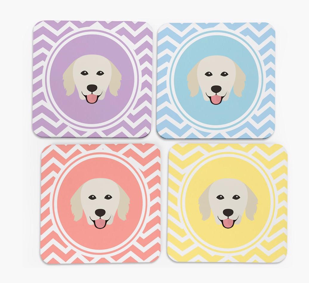 Zig Zag Design with {breedFullName} Icon Coasters - Set of 4