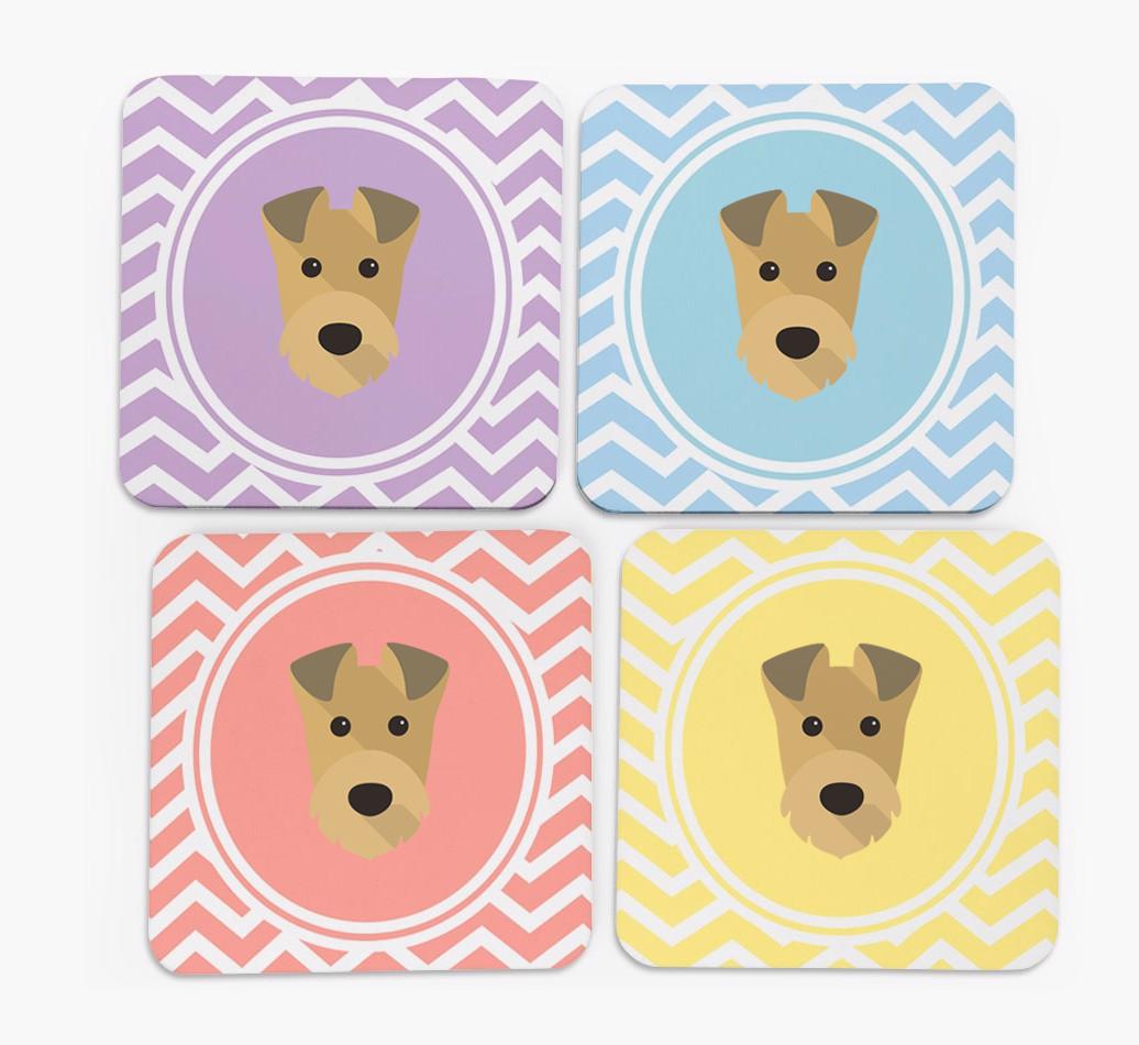 Zig Zag Design with {breedFullName} Icon Coasters - Set of 4
