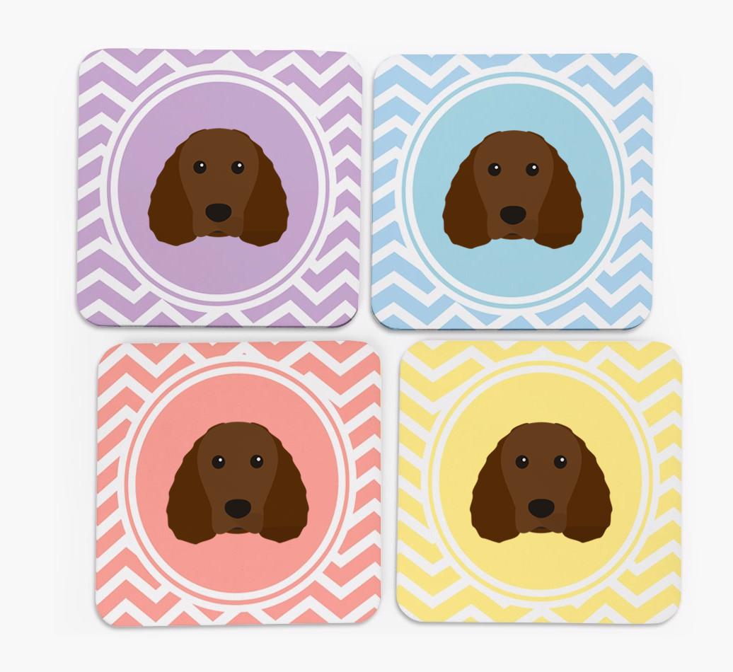 Zig Zag Design with {breedFullName} Icon Coasters - Set of 4