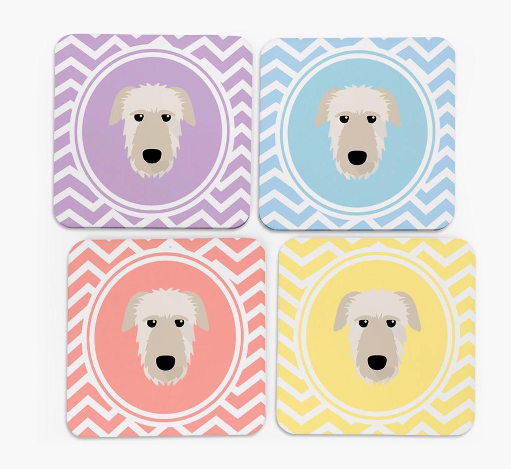 Zig Zag Design with {breedFullName} Icon Coasters - Set of 4