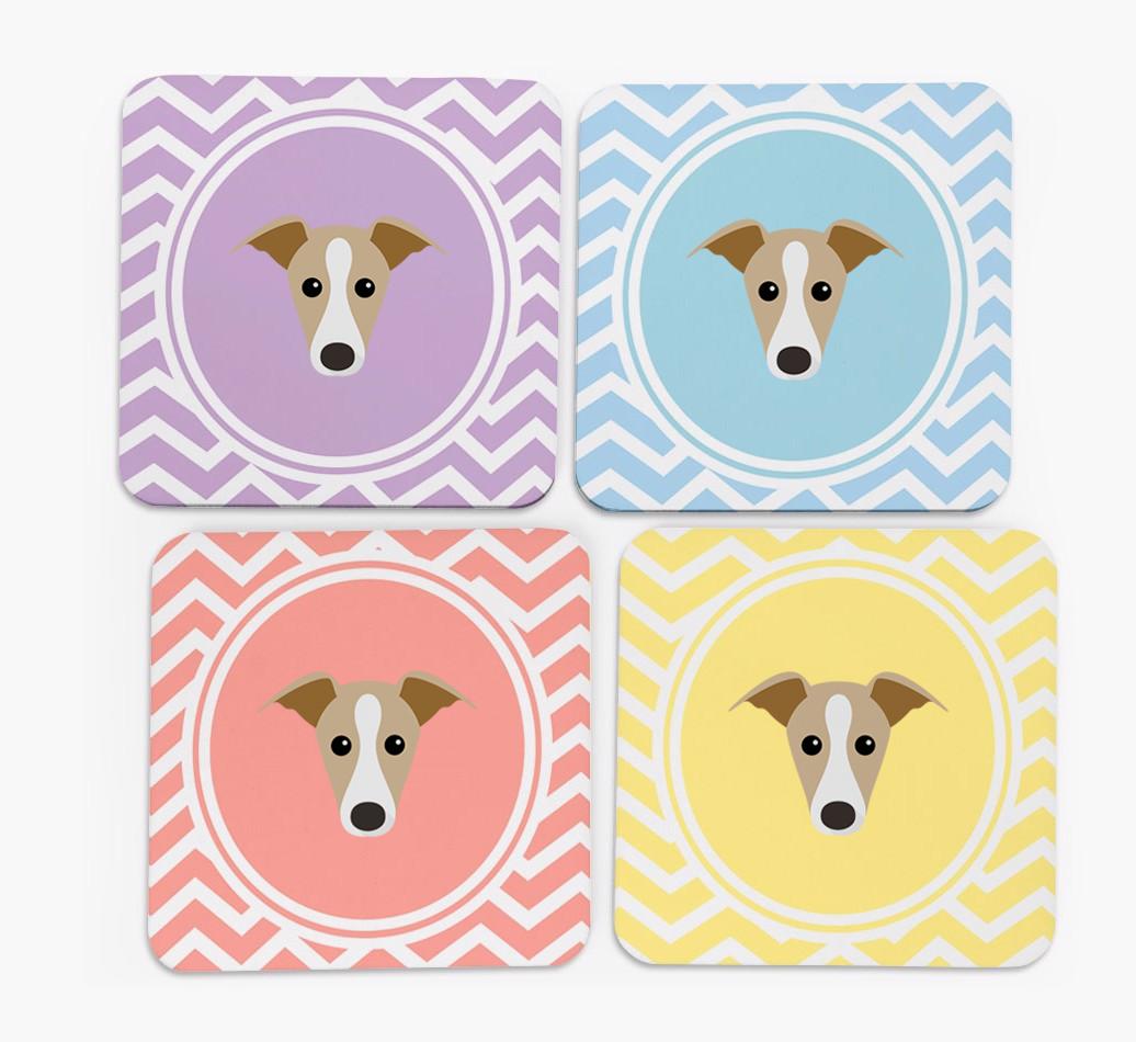 Zig Zag Design with {breedFullName} Icon Coasters - Set of 4