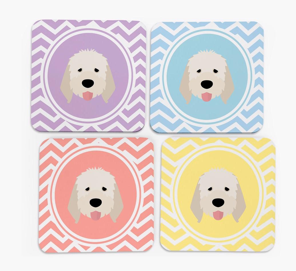 Zig Zag Design with {breedFullName} Icon Coasters - Set of 4