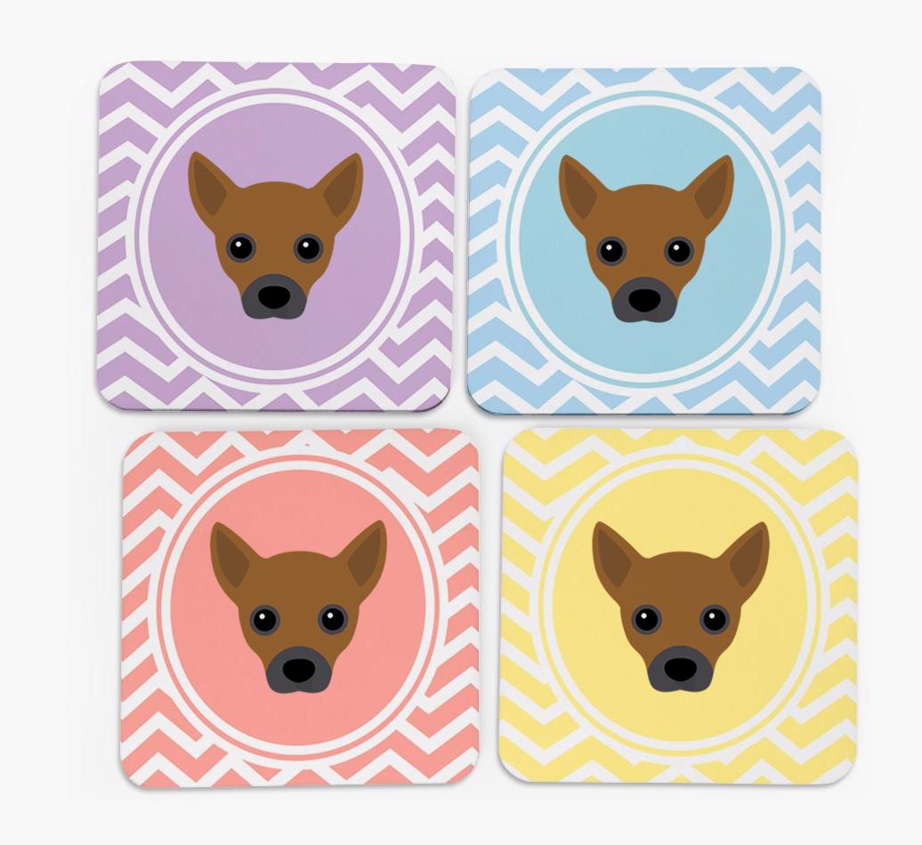 Zig Zag Design with {breedFullName} Icon Coasters - Set of 4
