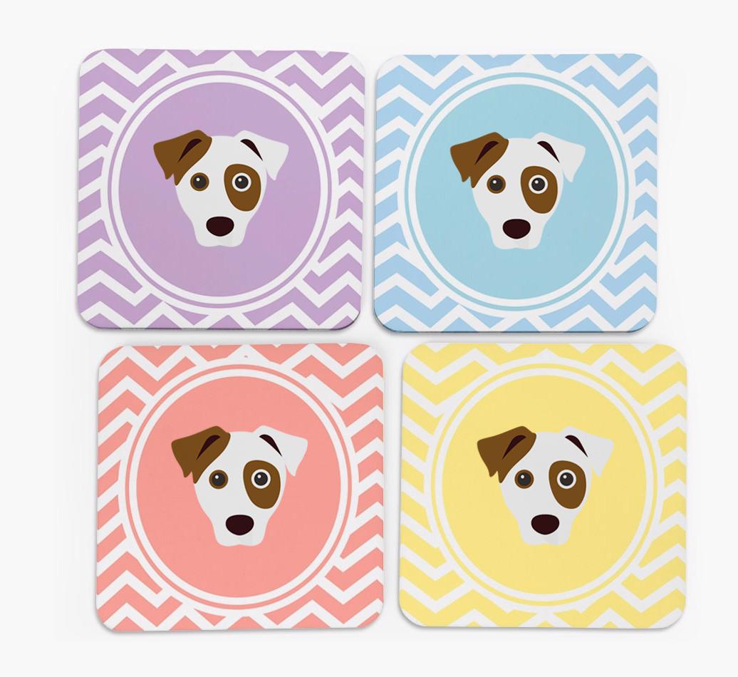 Zig Zag Design with {breedFullName} Icon Coasters - Set of 4