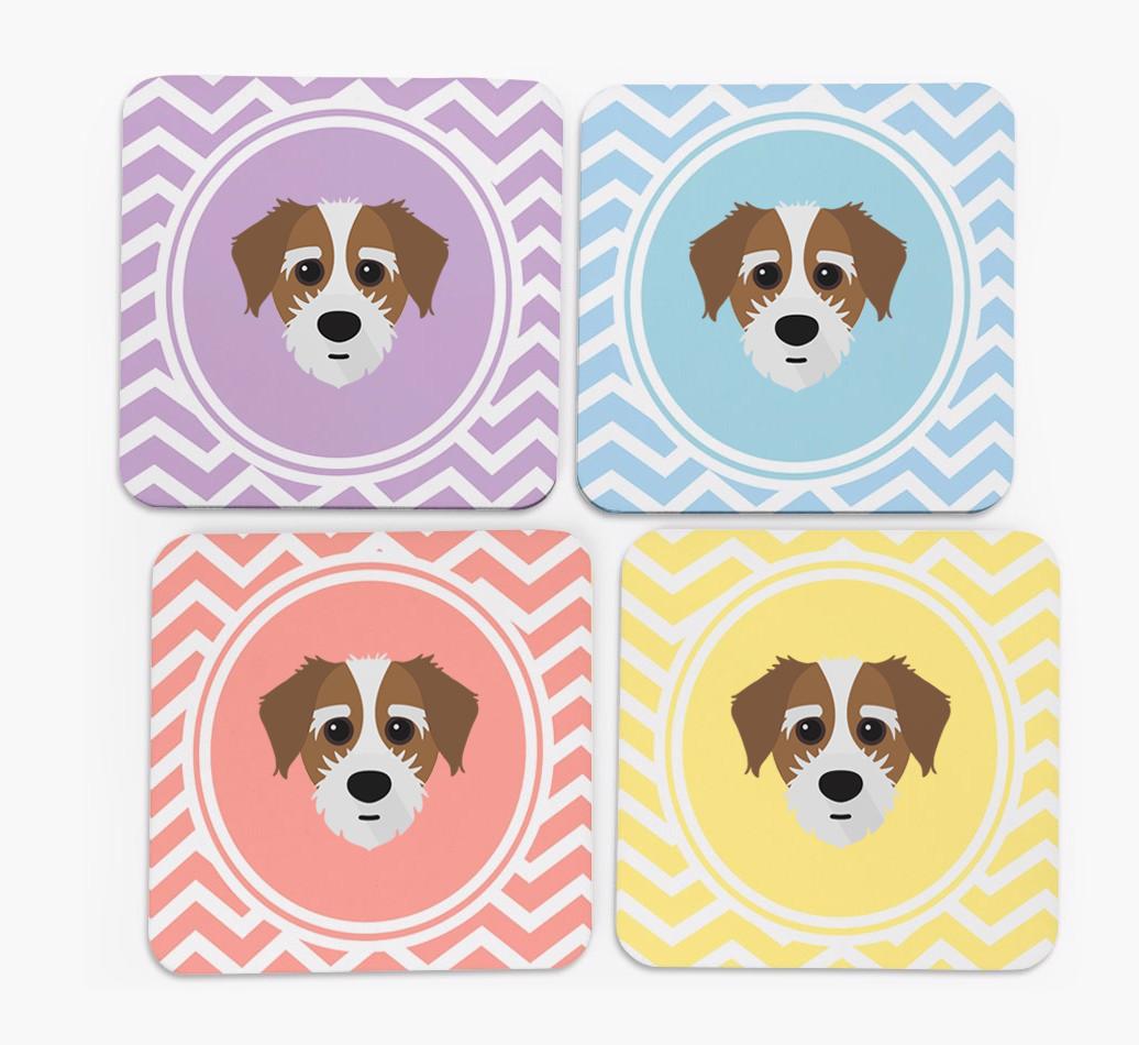 Zig Zag Design with {breedFullName} Icon Coasters - Set of 4