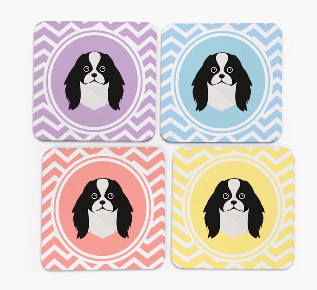 Zig Zag Design with {breedFullName} Icon Coasters - Set of 4