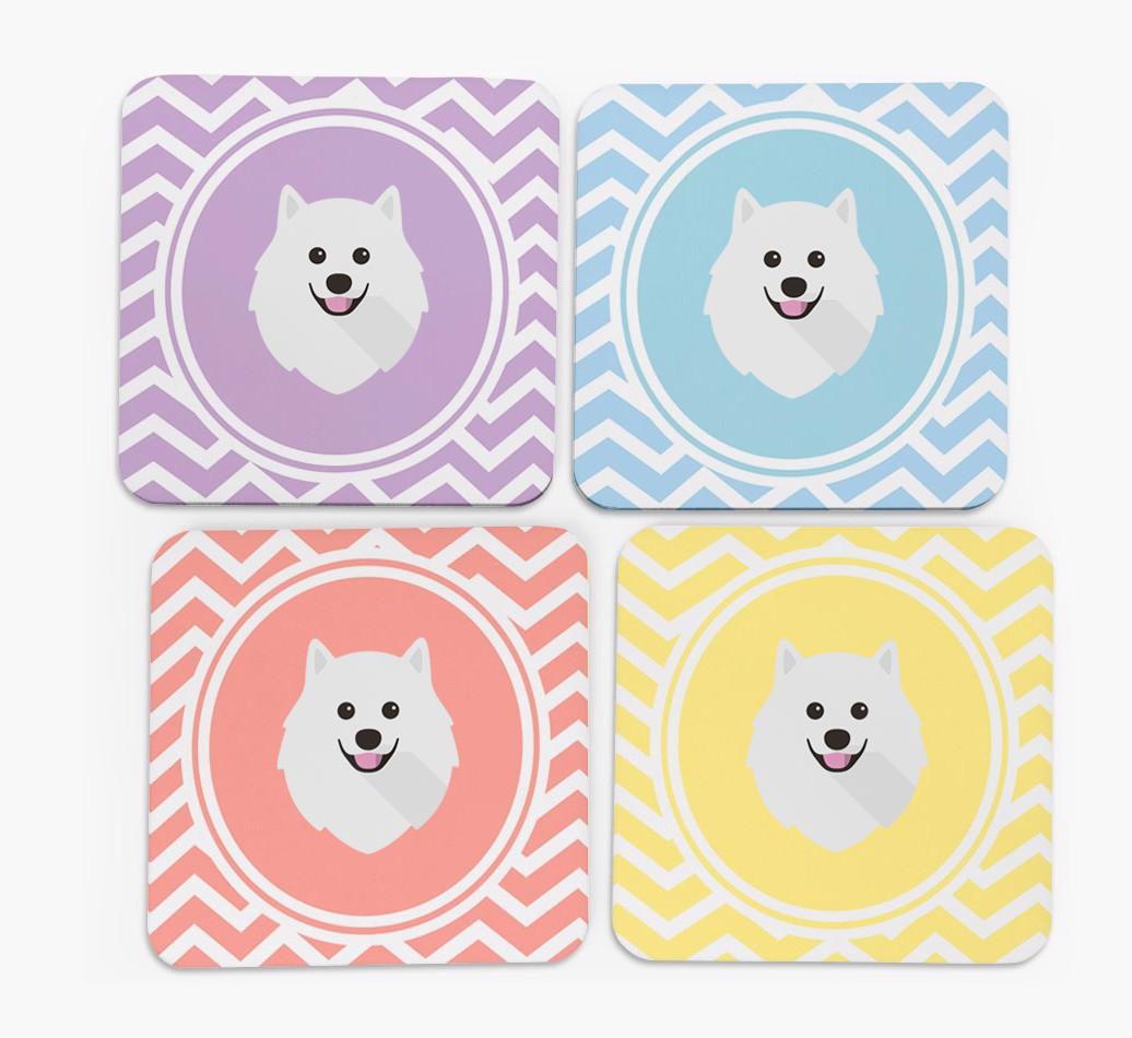 Zig Zag Design with {breedFullName} Icon Coasters - Set of 4