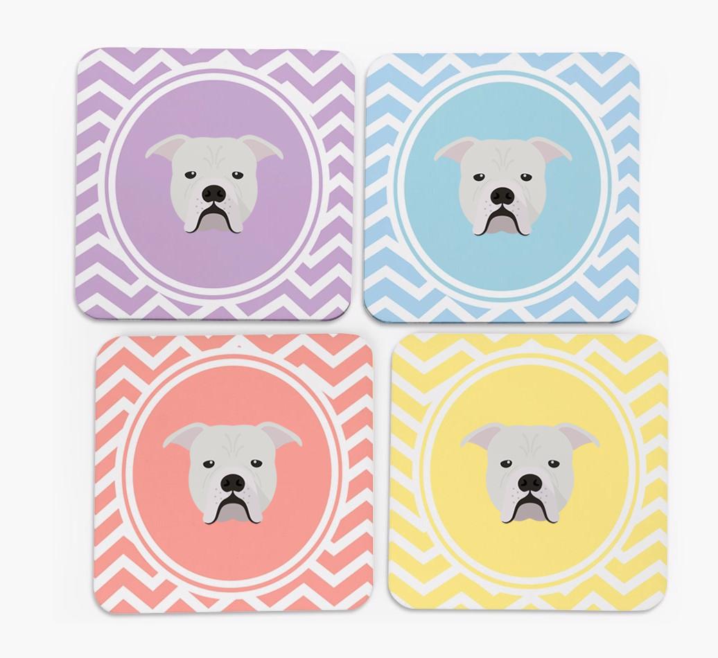 Zig Zag Design with {breedFullName} Icon Coasters - Set of 4