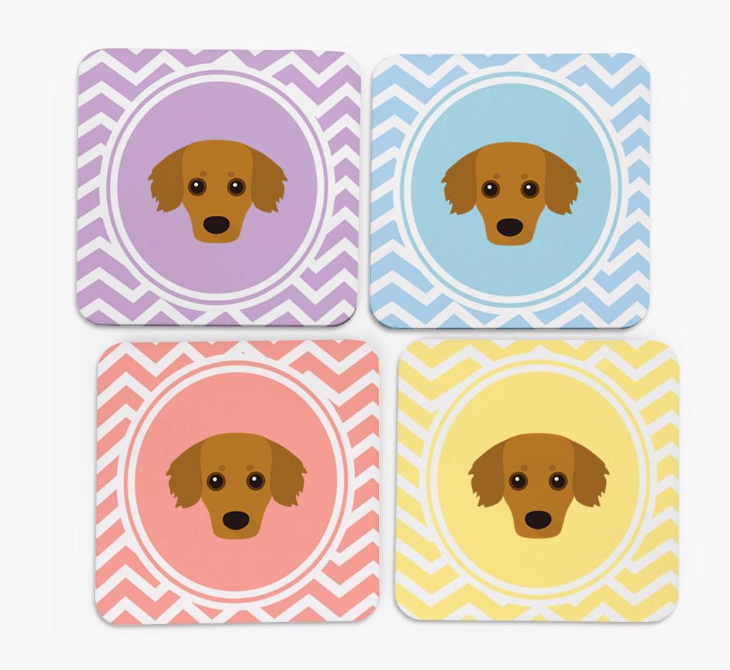 Zig Zag Design with {breedFullName} Icon Coasters - Set of 4