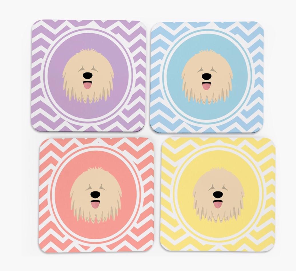 Zig Zag Design with {breedFullName} Icon Coasters - Set of 4