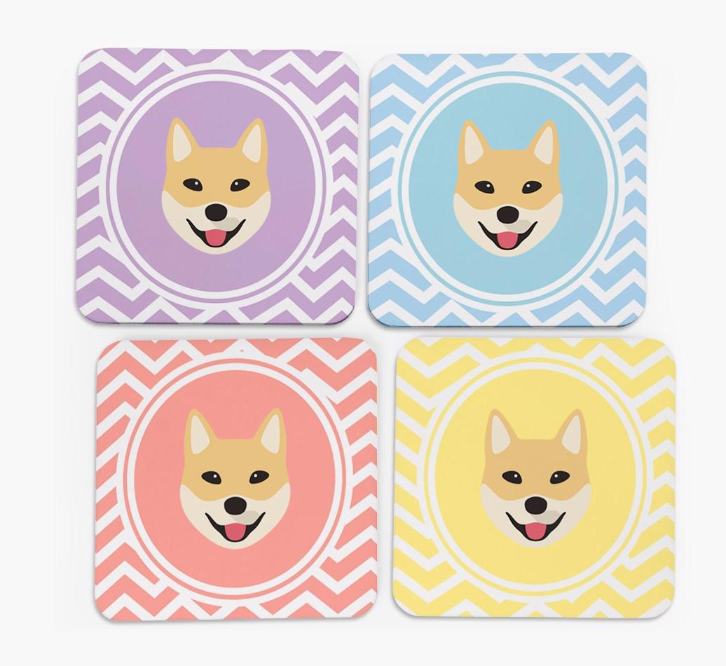 Zig Zag Design with {breedFullName} Icon Coasters - Set of 4