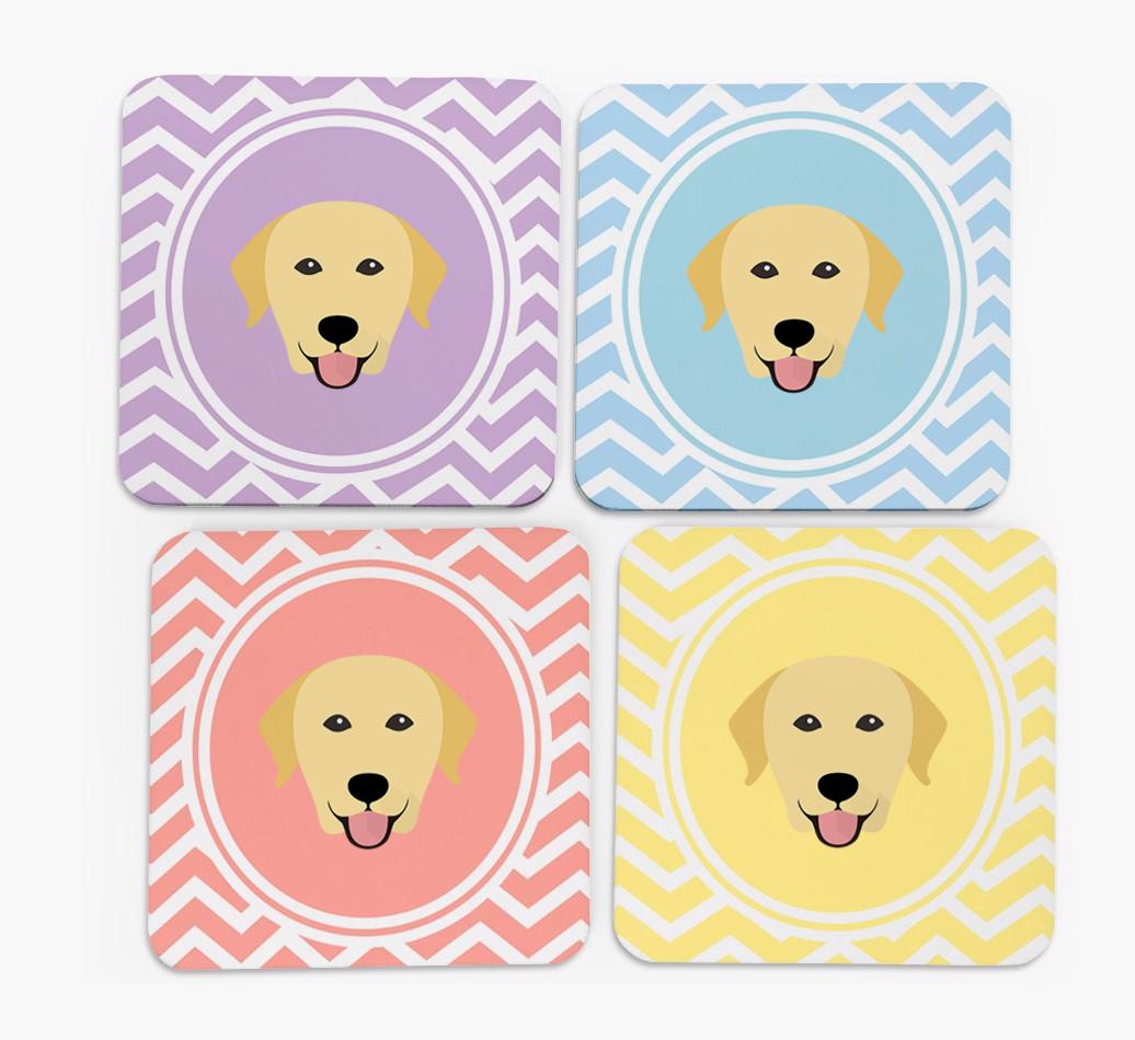 Zig Zag Design with {breedFullName} Icon Coasters - Set of 4