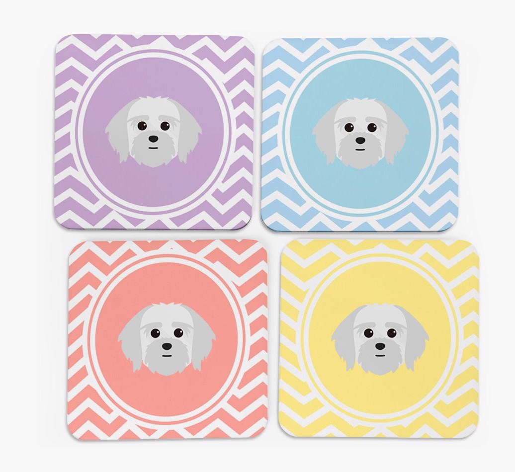 Zig Zag Design with {breedFullName} Icon Coasters - Set of 4
