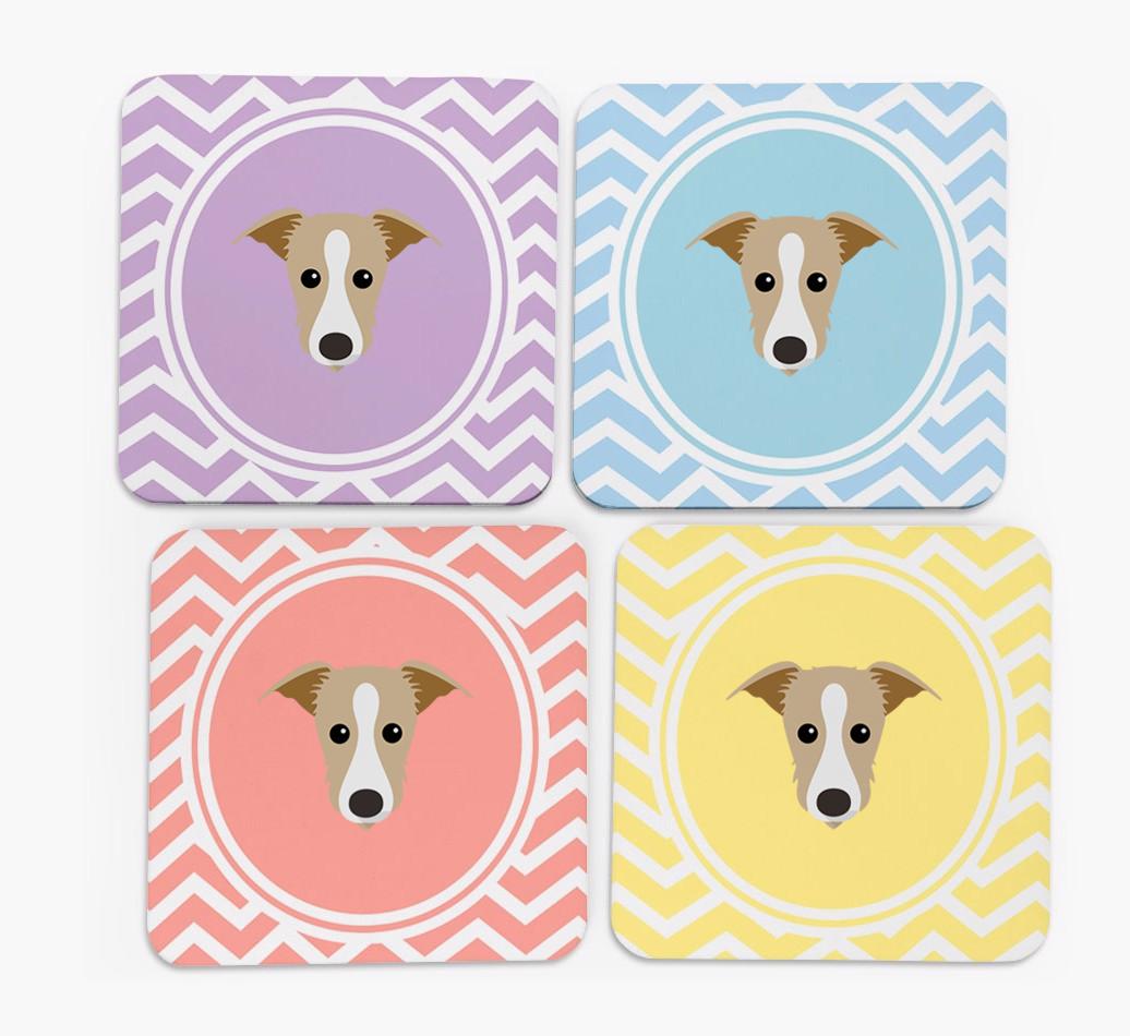 Zig Zag Design with {breedFullName} Icon Coasters - Set of 4