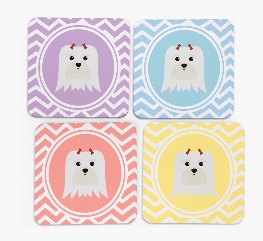 Zig Zag Design with {breedFullName} Icon Coasters - Set of 4
