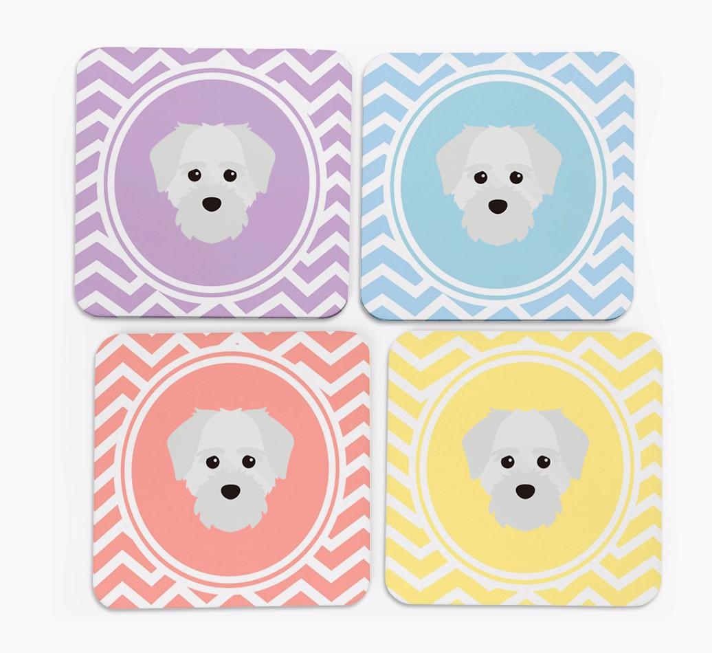 Zig Zag Design with {breedFullName} Icon Coasters - Set of 4