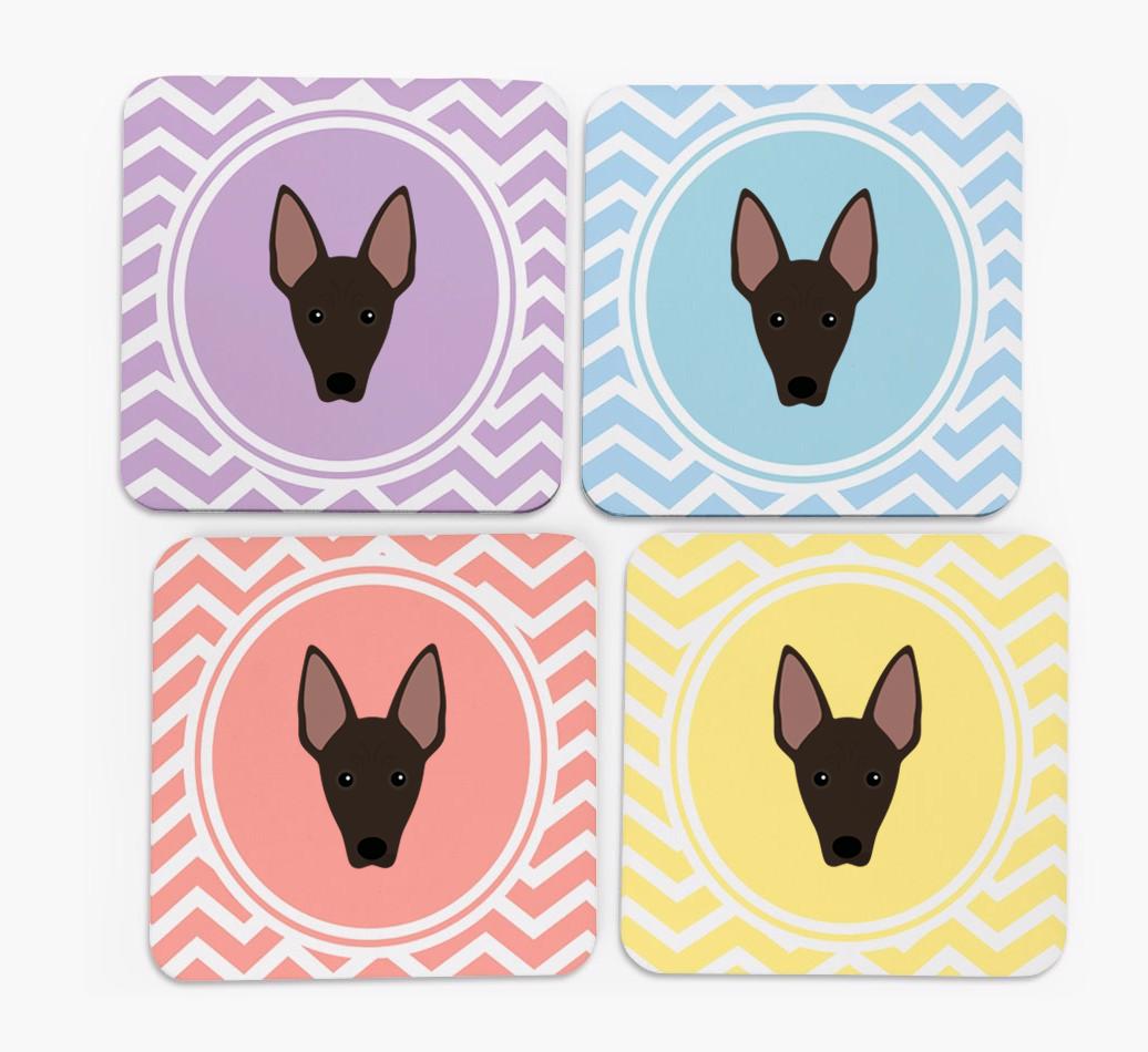 Zig Zag Design with {breedFullName} Icon Coasters - Set of 4