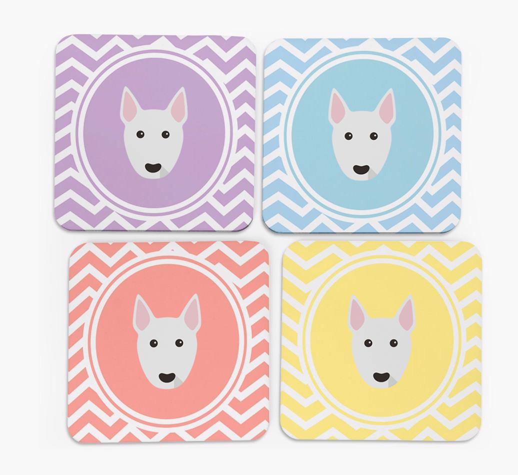 Zig Zag Design with {breedFullName} Icon Coasters - Set of 4