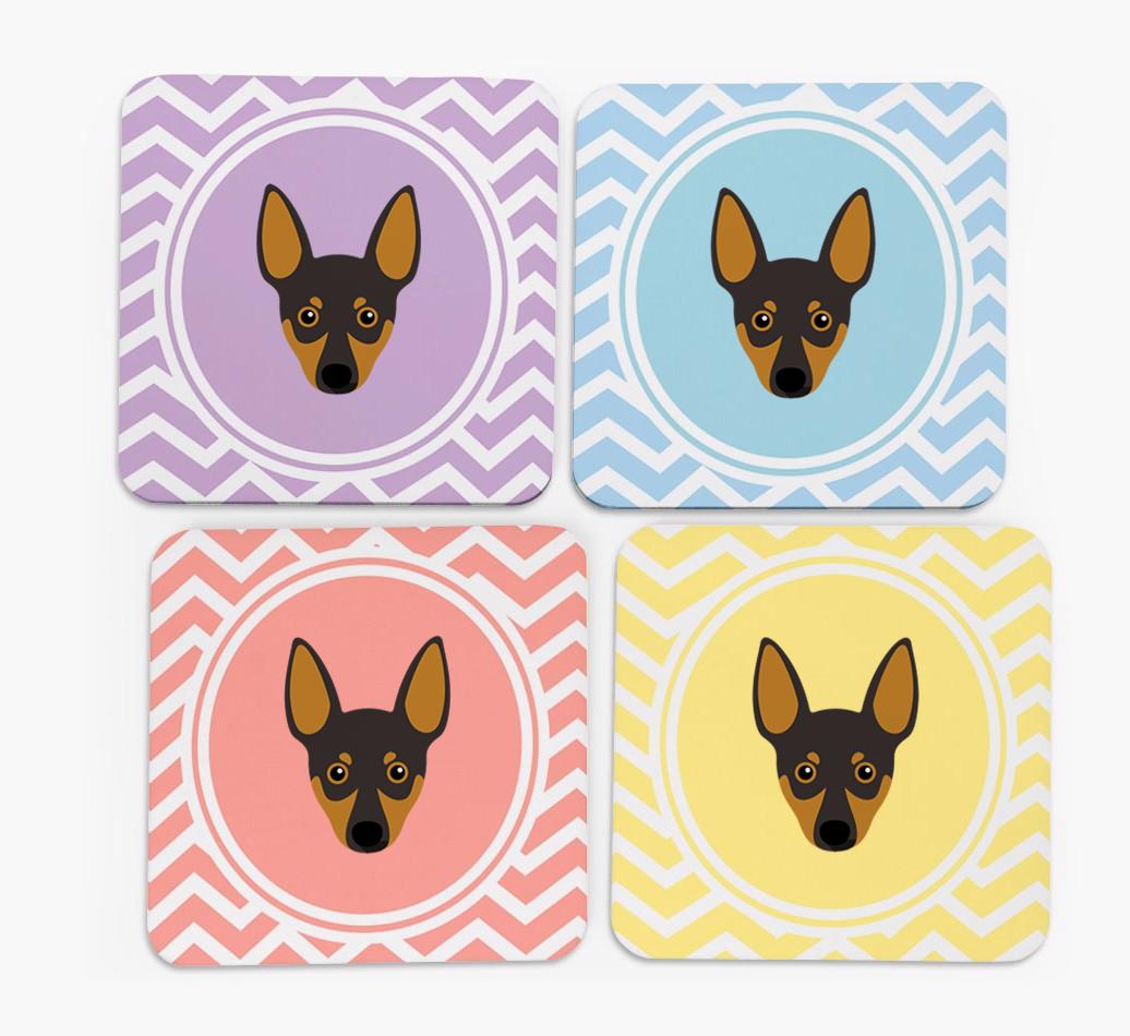 Zig Zag Design with {breedFullName} Icon Coasters - Set of 4