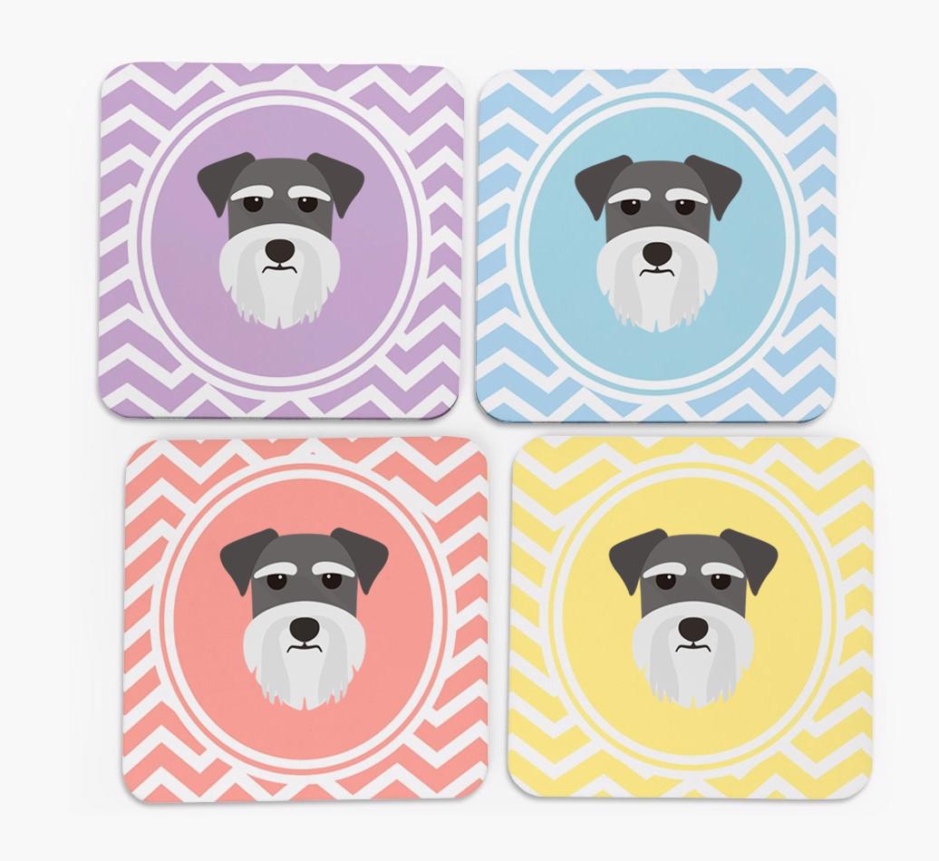 Zig Zag Design with {breedFullName} Icon Coasters - Set of 4