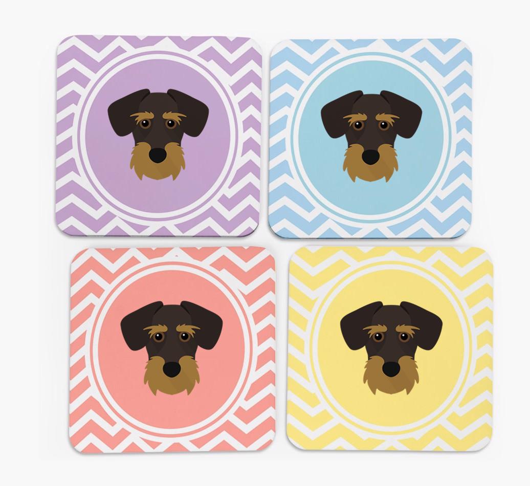Zig Zag Design with {breedFullName} Icon Coasters - Set of 4