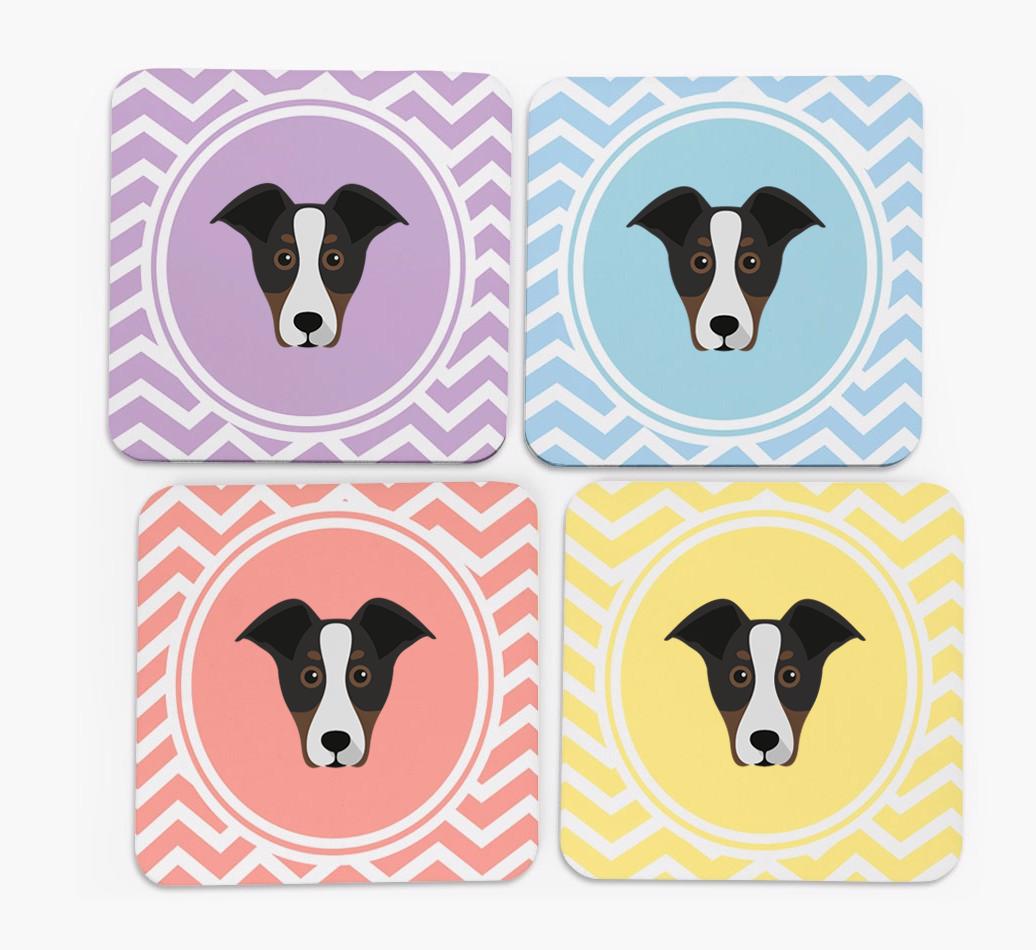 Zig Zag Design with {breedFullName} Icon Coasters - Set of 4