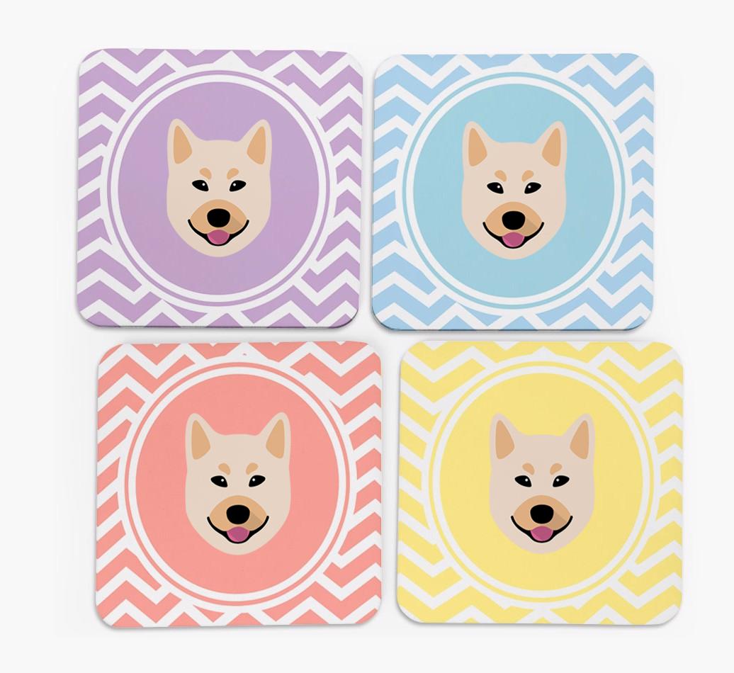 Zig Zag Design with {breedFullName} Icon Coasters - Set of 4