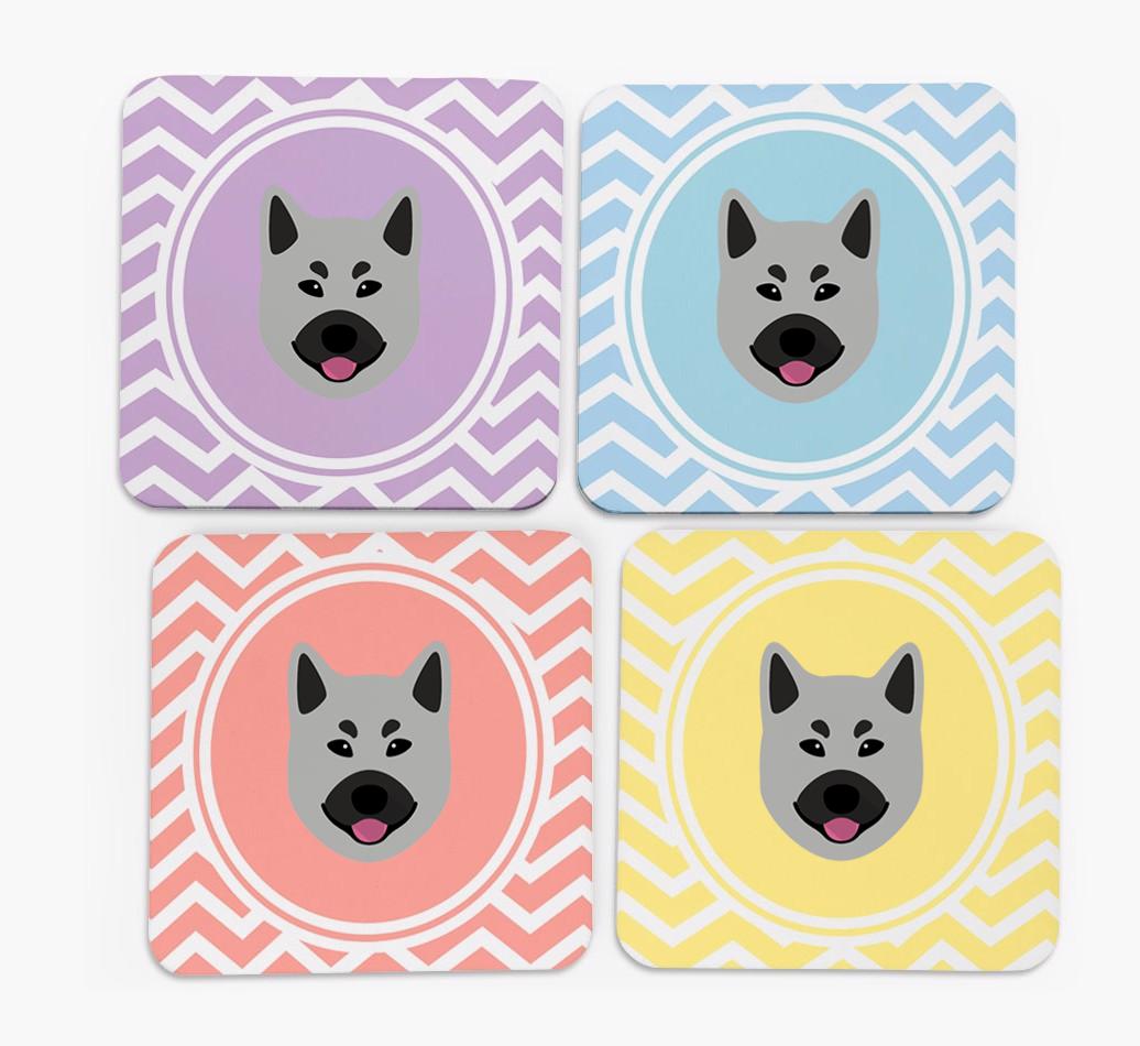 Zig Zag Design with {breedFullName} Icon Coasters - Set of 4